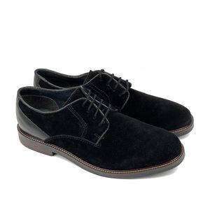 New Alfani Phillip Oxofrds Shoes Loafers Black Suede Leather Lace Up 7 M Dress